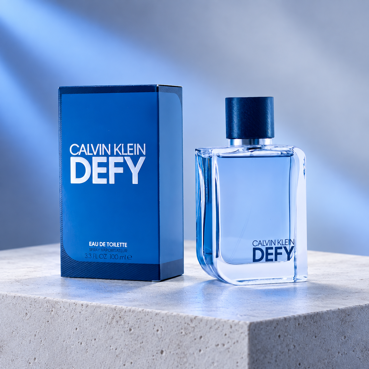 Arte ilustrativo del frasco de Calvin Klein Defy