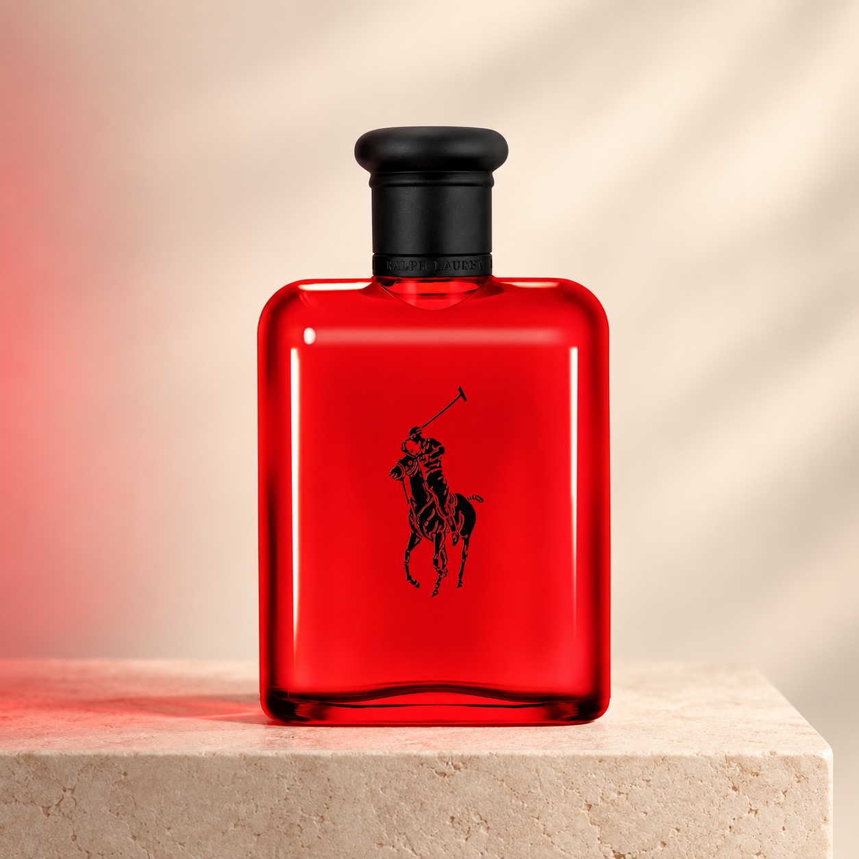 Arte de catálogo de Polo Red, frasco rojo